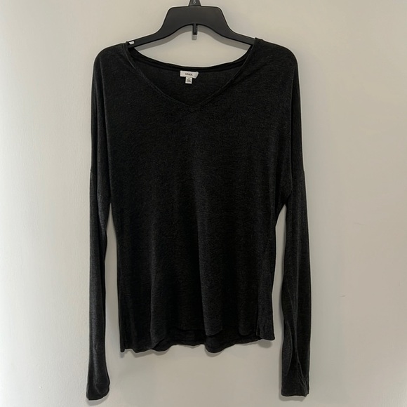 VINCE Dark Grey Long Sleeve V Neck Top Size XS - Picture 1 of 7